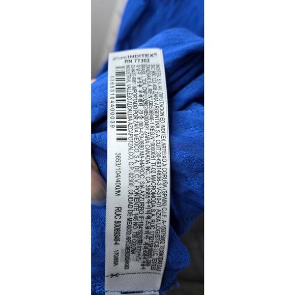 Zara Maxi Dress Contrast Blue Crochet Knit Top Ruffle Hem Sz M boho summer beach - Picture 8 of 8